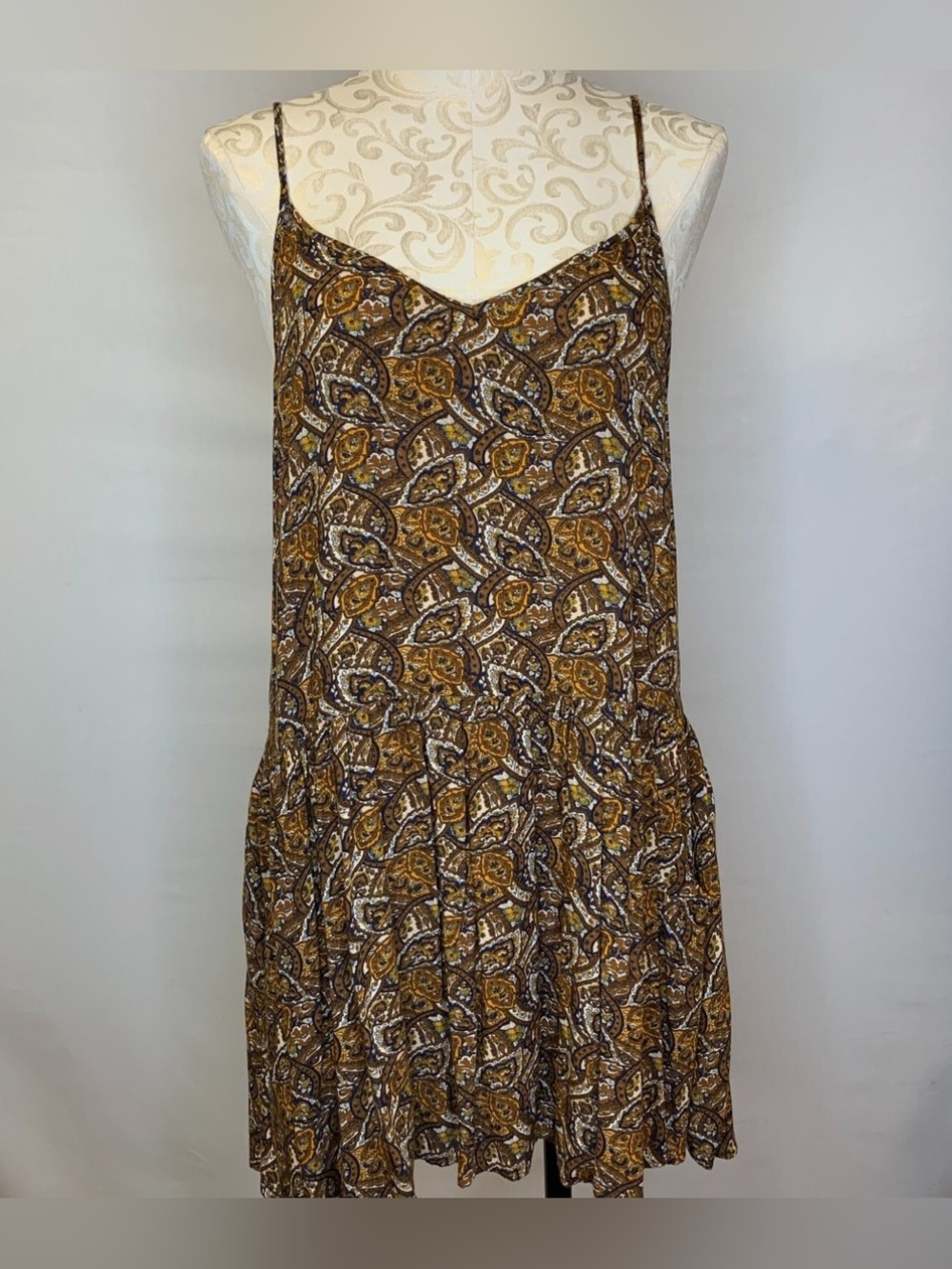 American Eagle Outfitters Brown Paisley Mini Slip Dress